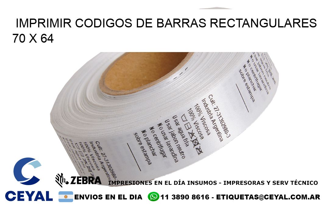 IMPRIMIR CODIGOS DE BARRAS RECTANGULARES 70 x 64