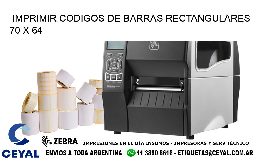 IMPRIMIR CODIGOS DE BARRAS RECTANGULARES 70 x 64