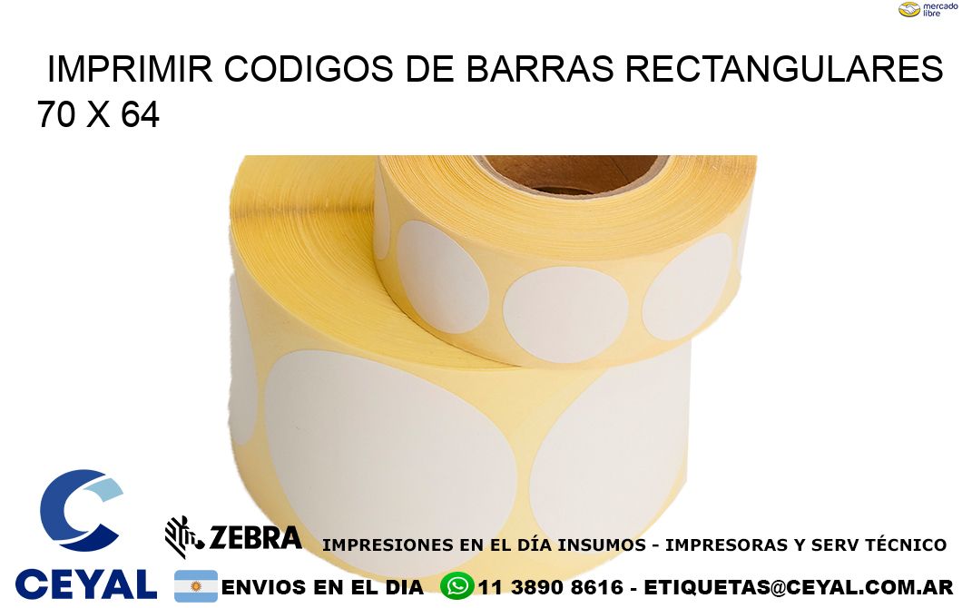 IMPRIMIR CODIGOS DE BARRAS RECTANGULARES 70 x 64