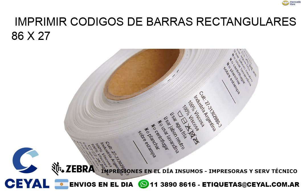 IMPRIMIR CODIGOS DE BARRAS RECTANGULARES 86 x 27