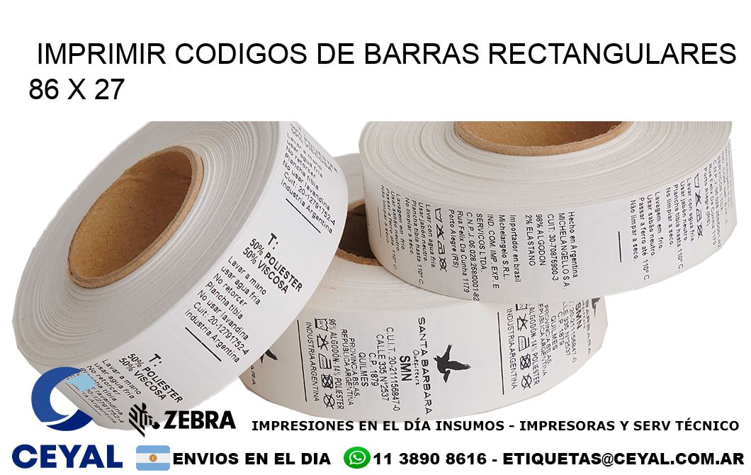 IMPRIMIR CODIGOS DE BARRAS RECTANGULARES 86 x 27