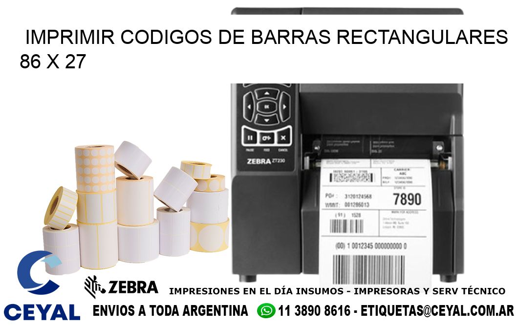 IMPRIMIR CODIGOS DE BARRAS RECTANGULARES 86 x 27