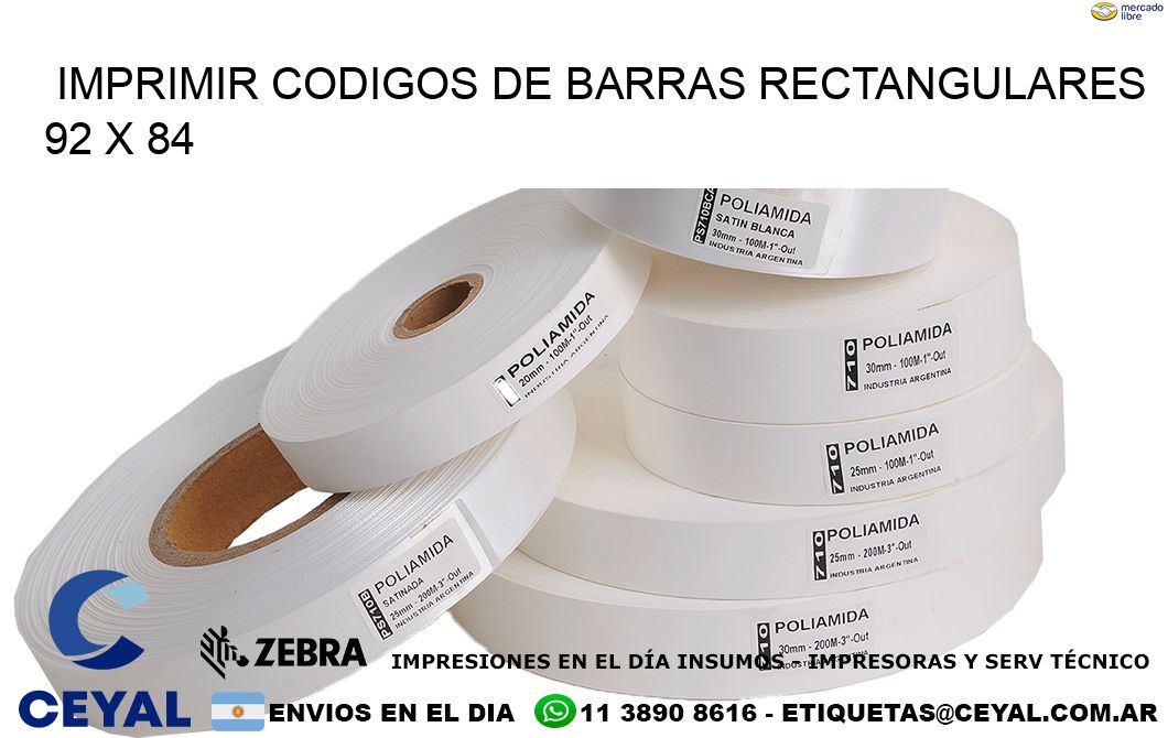 IMPRIMIR CODIGOS DE BARRAS RECTANGULARES 92 x 84
