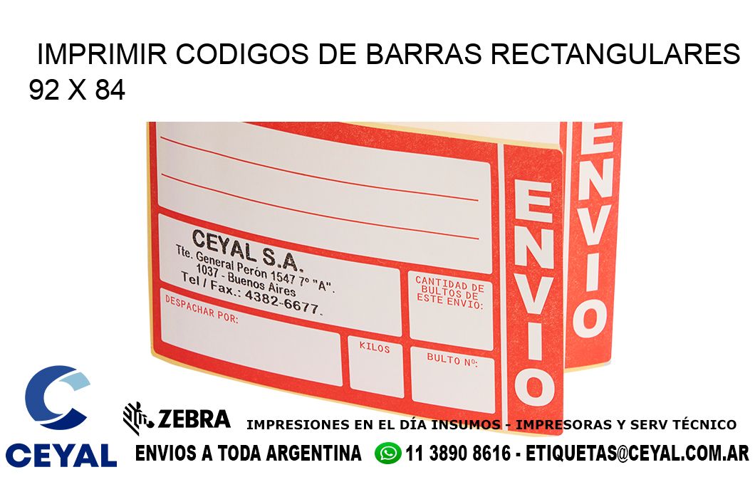 IMPRIMIR CODIGOS DE BARRAS RECTANGULARES 92 x 84
