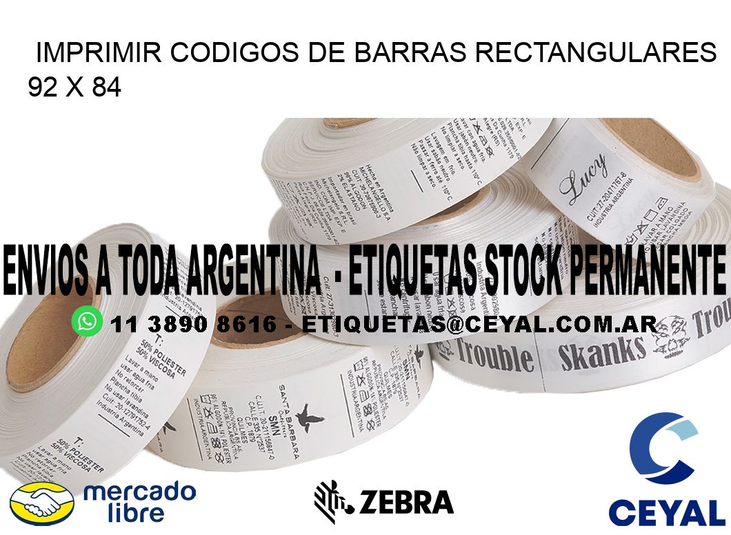 IMPRIMIR CODIGOS DE BARRAS RECTANGULARES 92 x 84