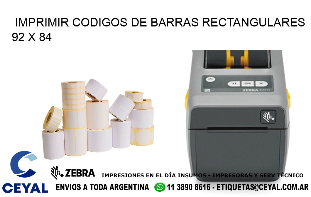 IMPRIMIR CODIGOS DE BARRAS RECTANGULARES 92 x 84