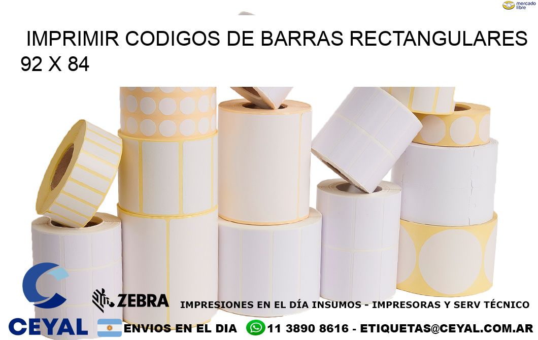 IMPRIMIR CODIGOS DE BARRAS RECTANGULARES 92 x 84