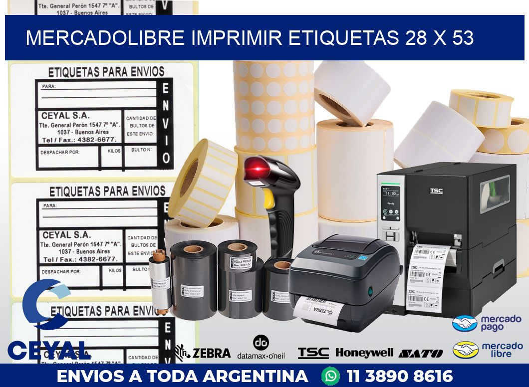 MERCADOLIBRE IMPRIMIR ETIQUETAS 28 x 53