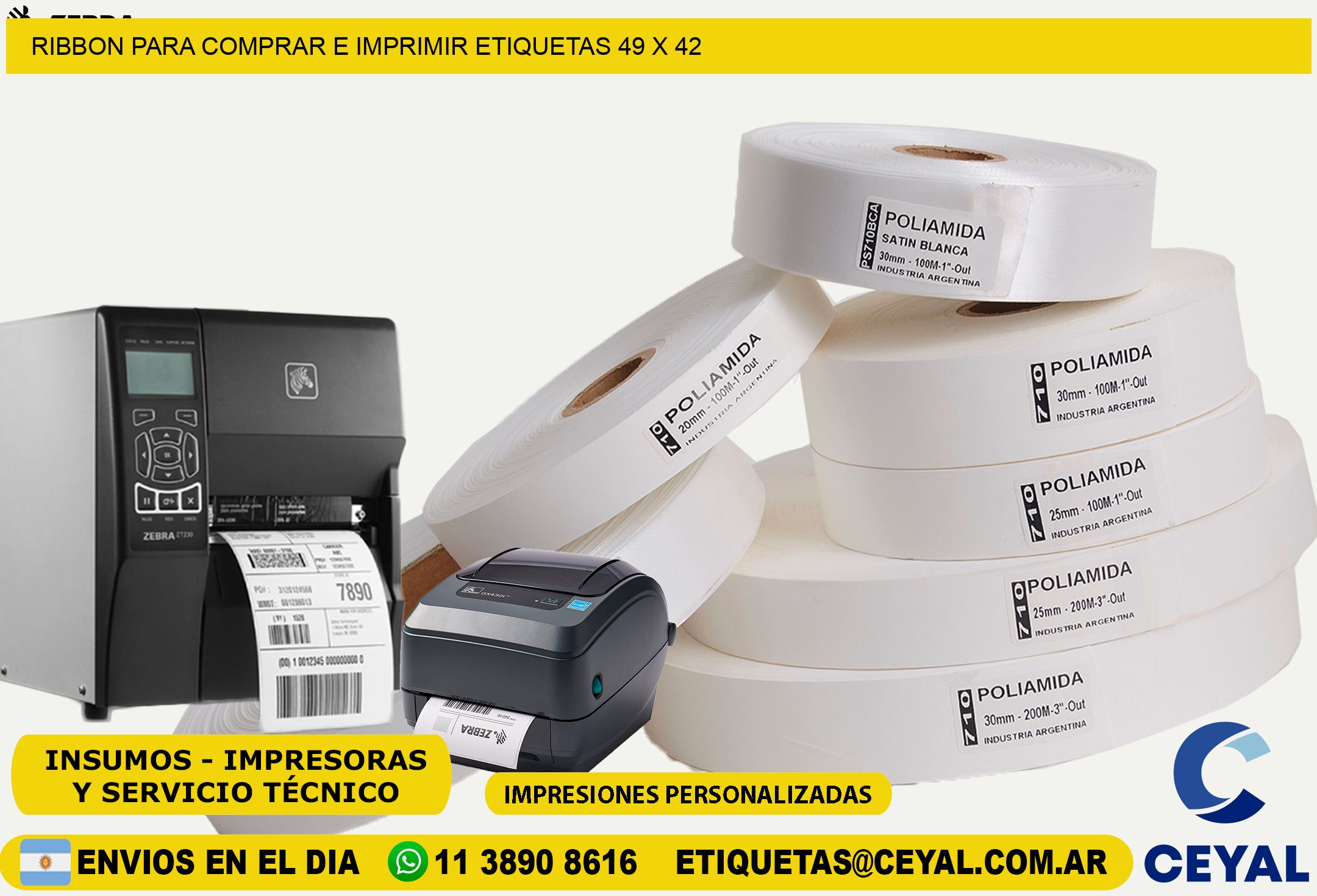 RIBBON PARA COMPRAR E IMPRIMIR ETIQUETAS 49 x 42