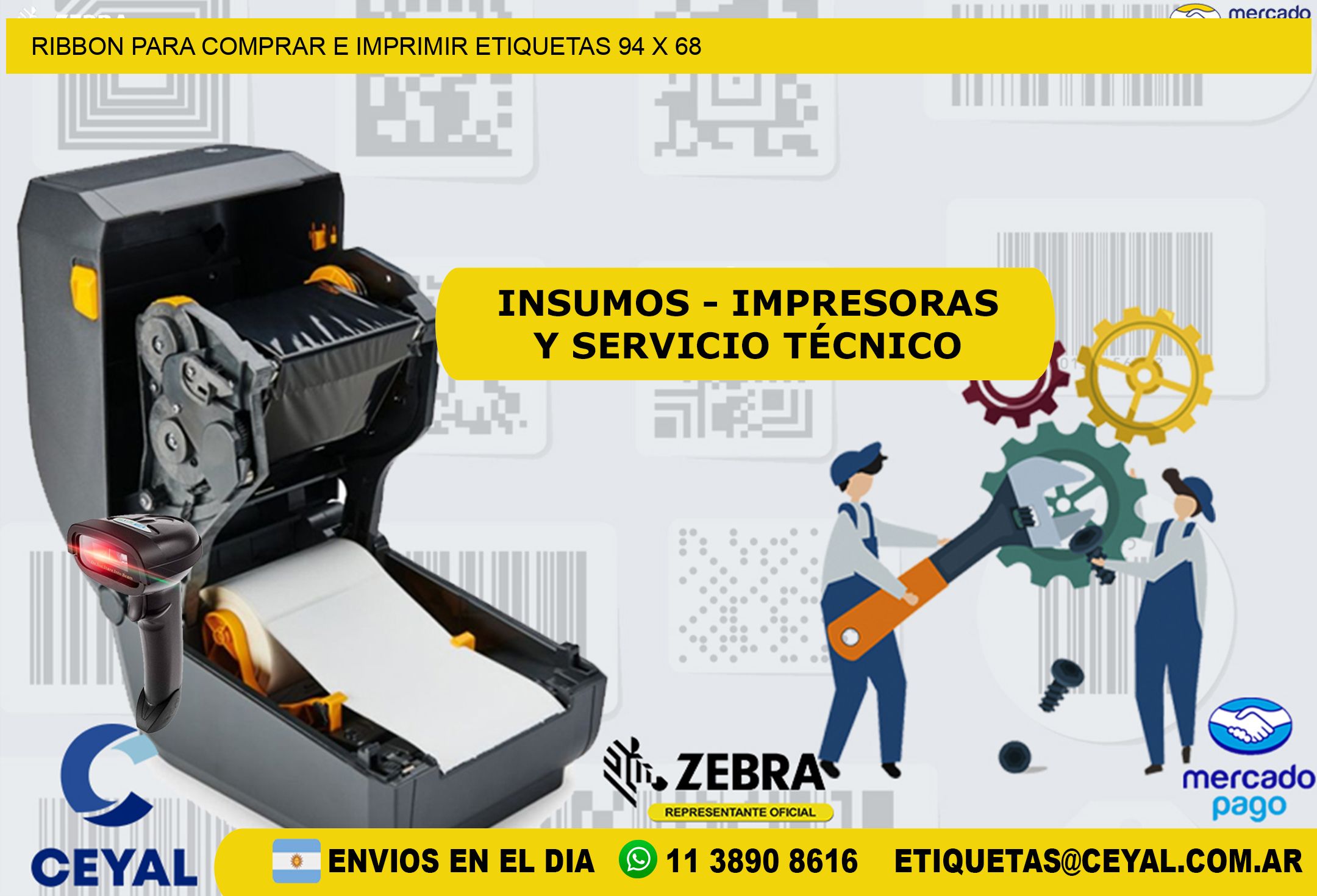 RIBBON PARA COMPRAR E IMPRIMIR ETIQUETAS 94 x 68
