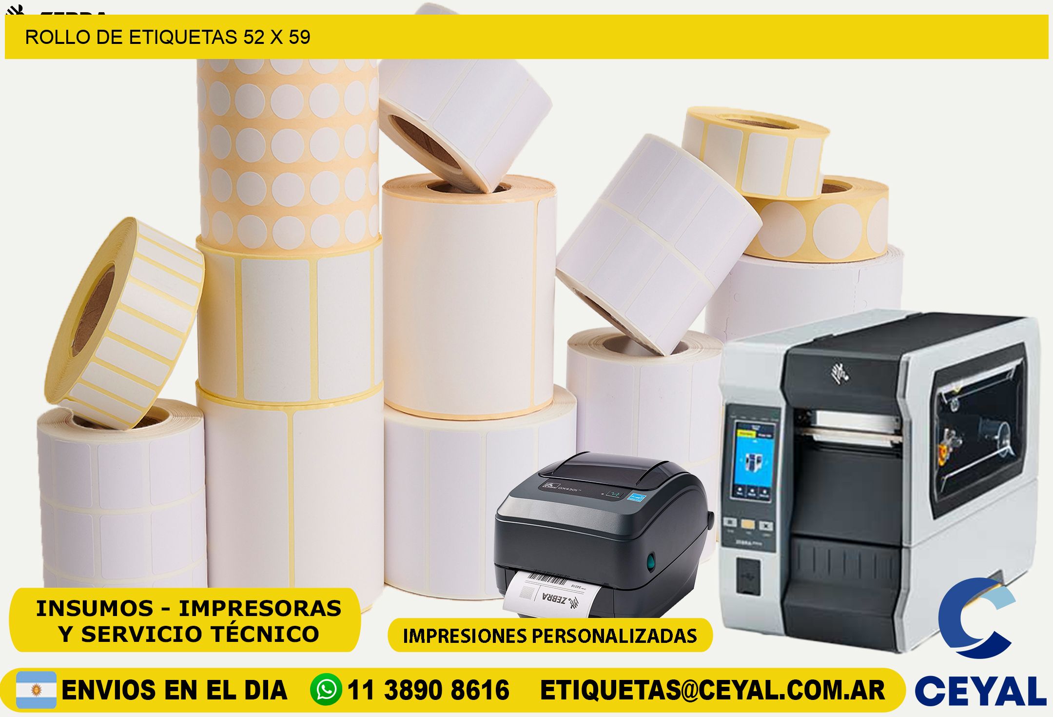 ROLLO DE ETIQUETAS 52 x 59