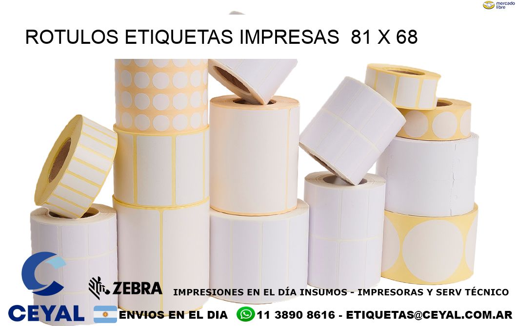 ROTULOS ETIQUETAS IMPRESAS  81 x 68