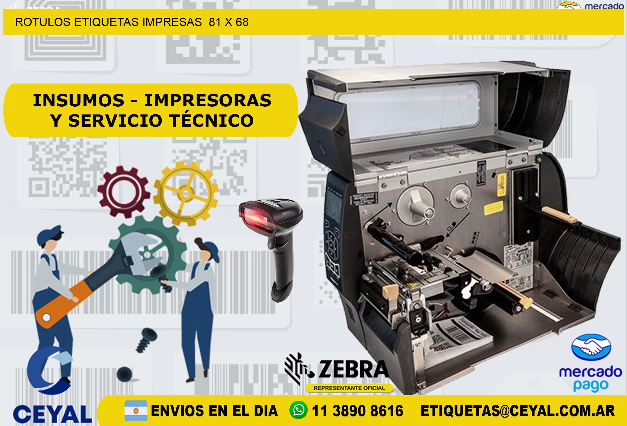 ROTULOS ETIQUETAS IMPRESAS  81 x 68