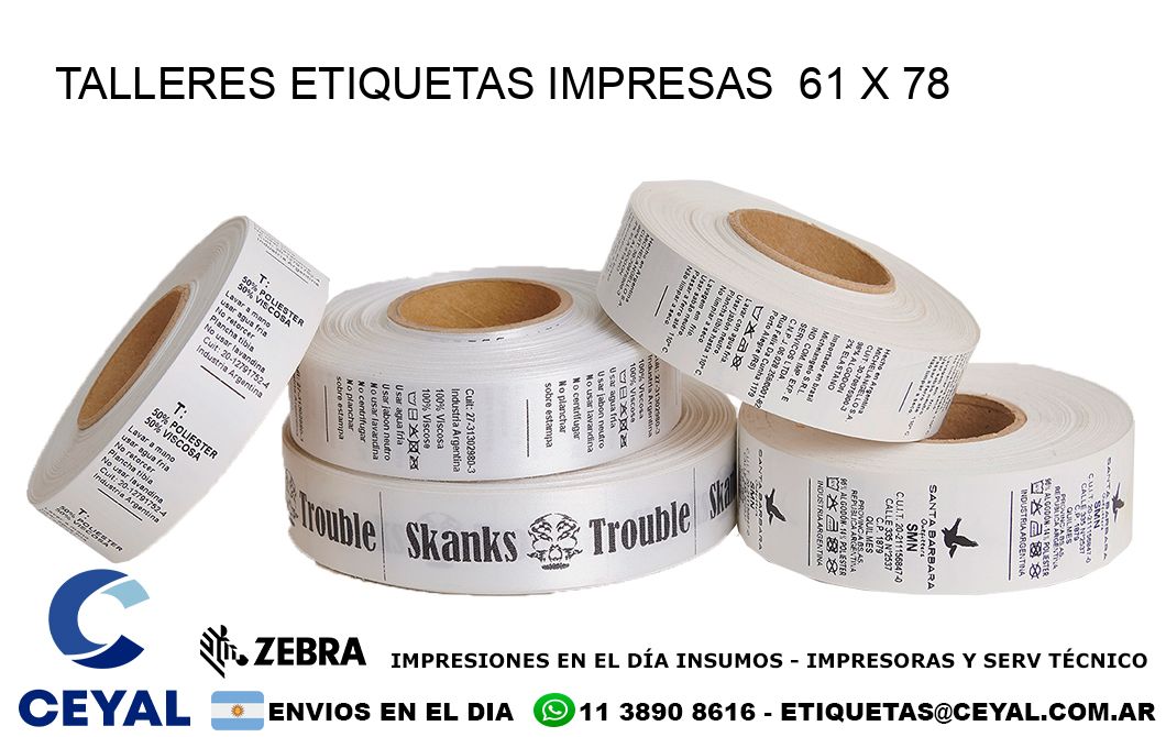 TALLERES ETIQUETAS IMPRESAS  61 x 78
