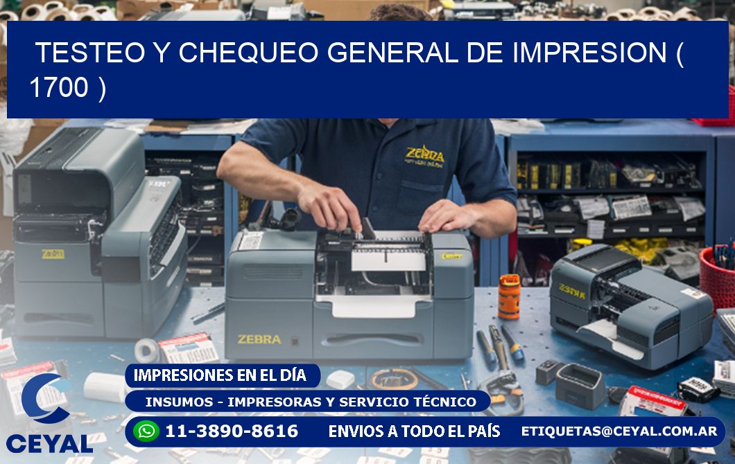 TESTEO Y CHEQUEO GENERAL DE IMPRESION ( 1700 )