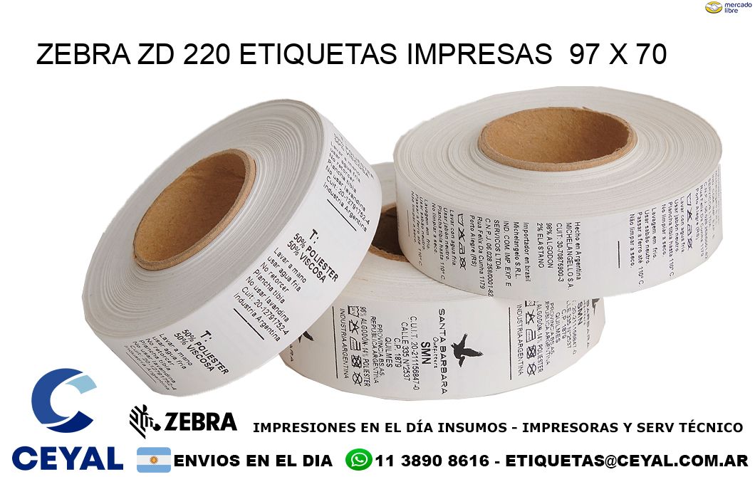 ZEBRA ZD 220 ETIQUETAS IMPRESAS  97 x 70