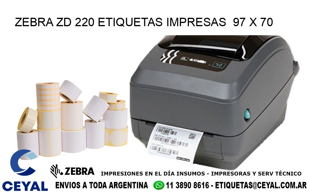 ZEBRA ZD 220 ETIQUETAS IMPRESAS  97 x 70