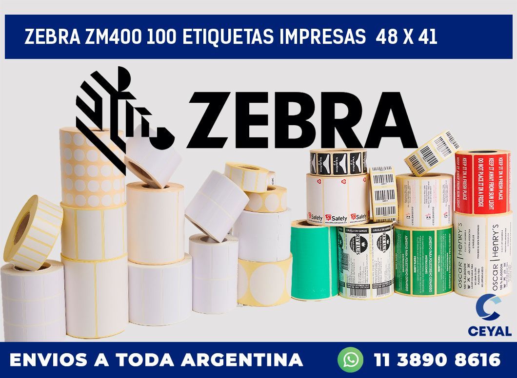 ZEBRA ZM400 100 ETIQUETAS IMPRESAS  48 x 41