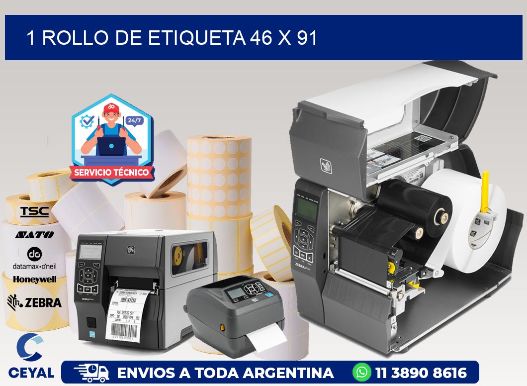 1 ROLLO DE ETIQUETA 46 x 91