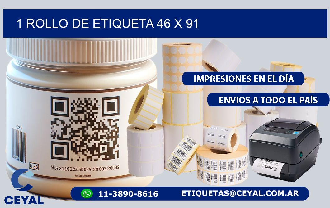1 ROLLO DE ETIQUETA 46 x 91