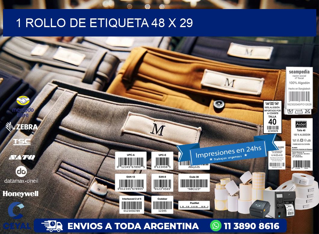 1 ROLLO DE ETIQUETA 48 x 29