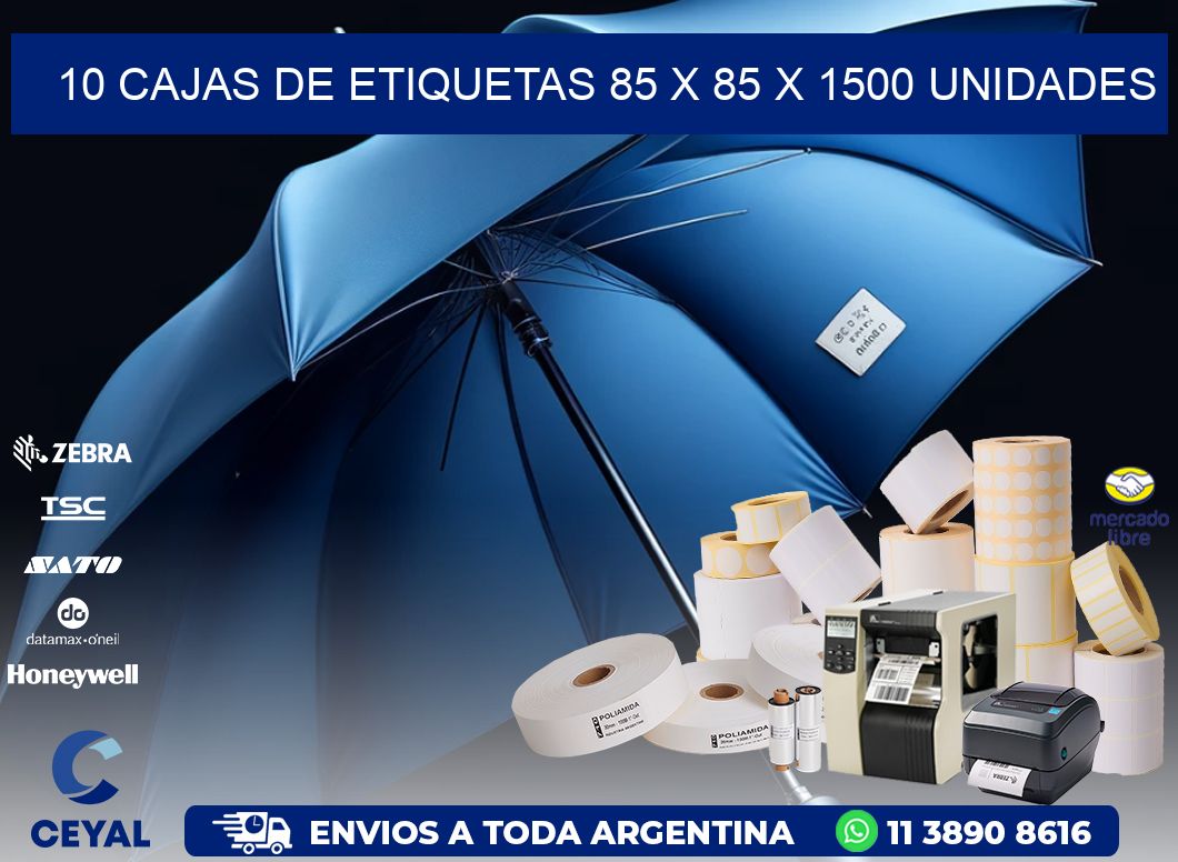 10 CAJAS DE ETIQUETAS 85 x 85 X 1500 UNIDADES