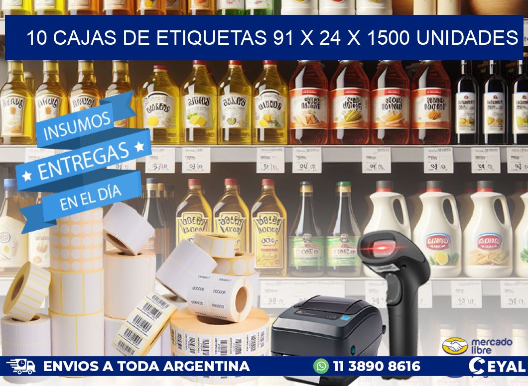 10 CAJAS DE ETIQUETAS 91 x 24 X 1500 UNIDADES