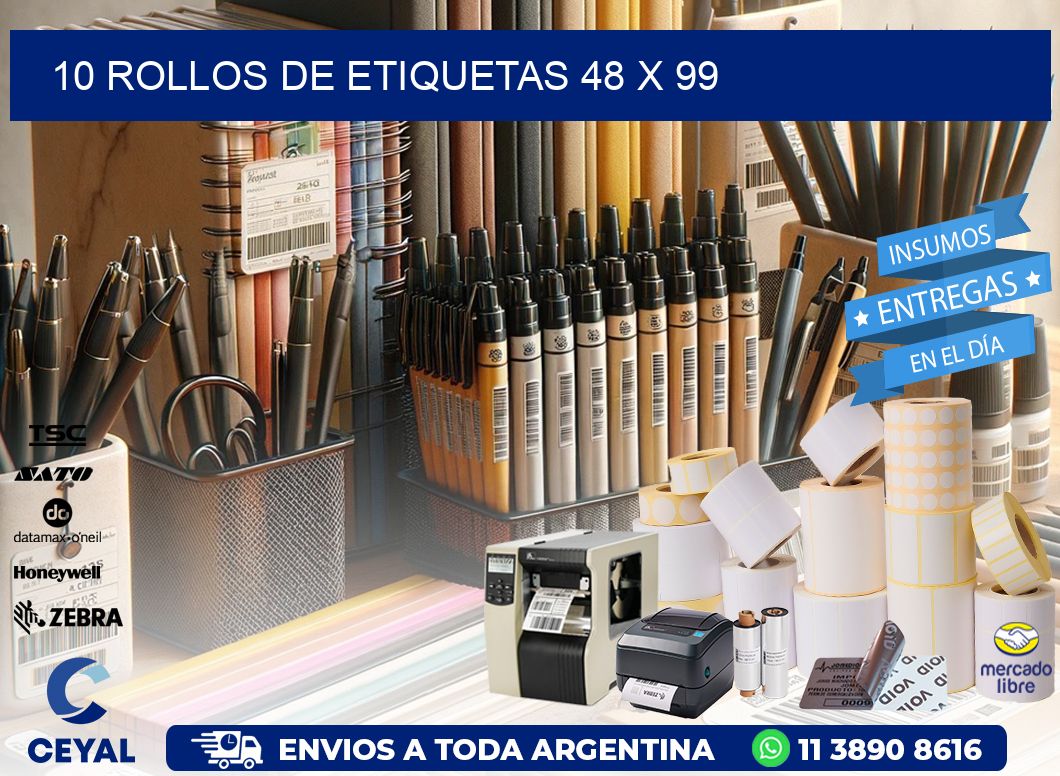 10 ROLLOS DE ETIQUETAS 48 x 99