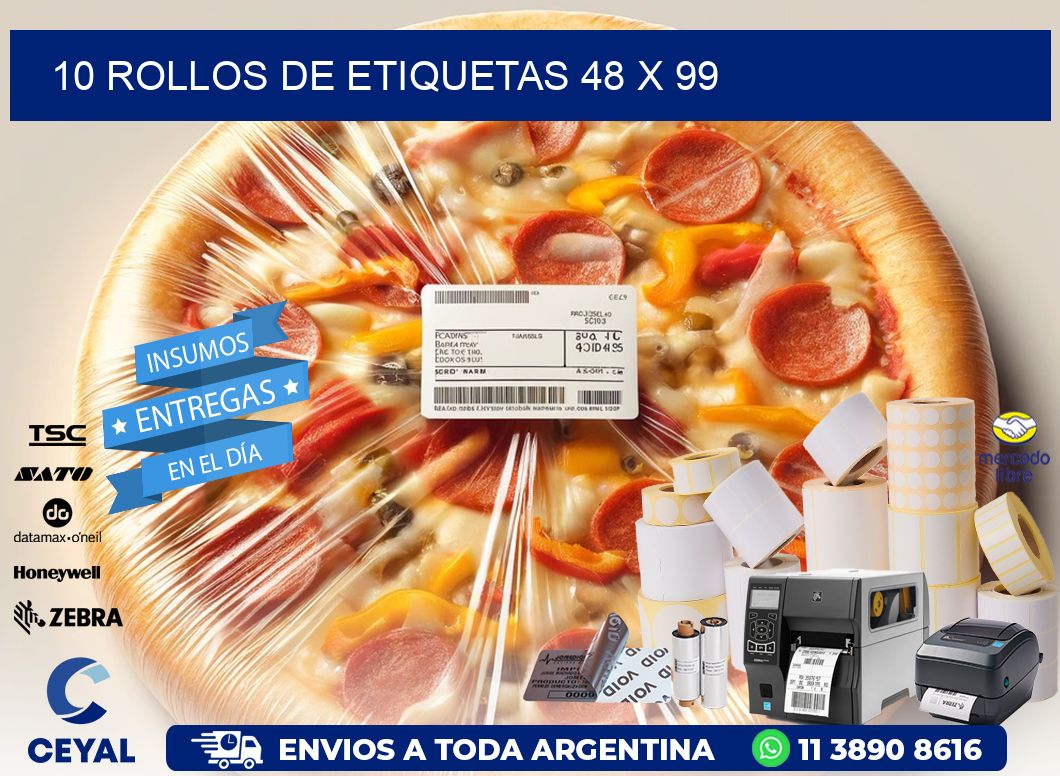 10 ROLLOS DE ETIQUETAS 48 x 99