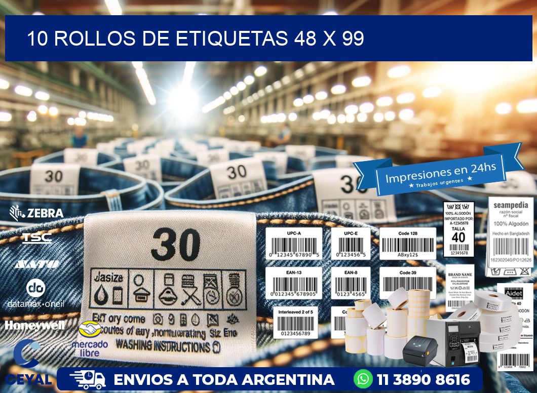 10 ROLLOS DE ETIQUETAS 48 x 99