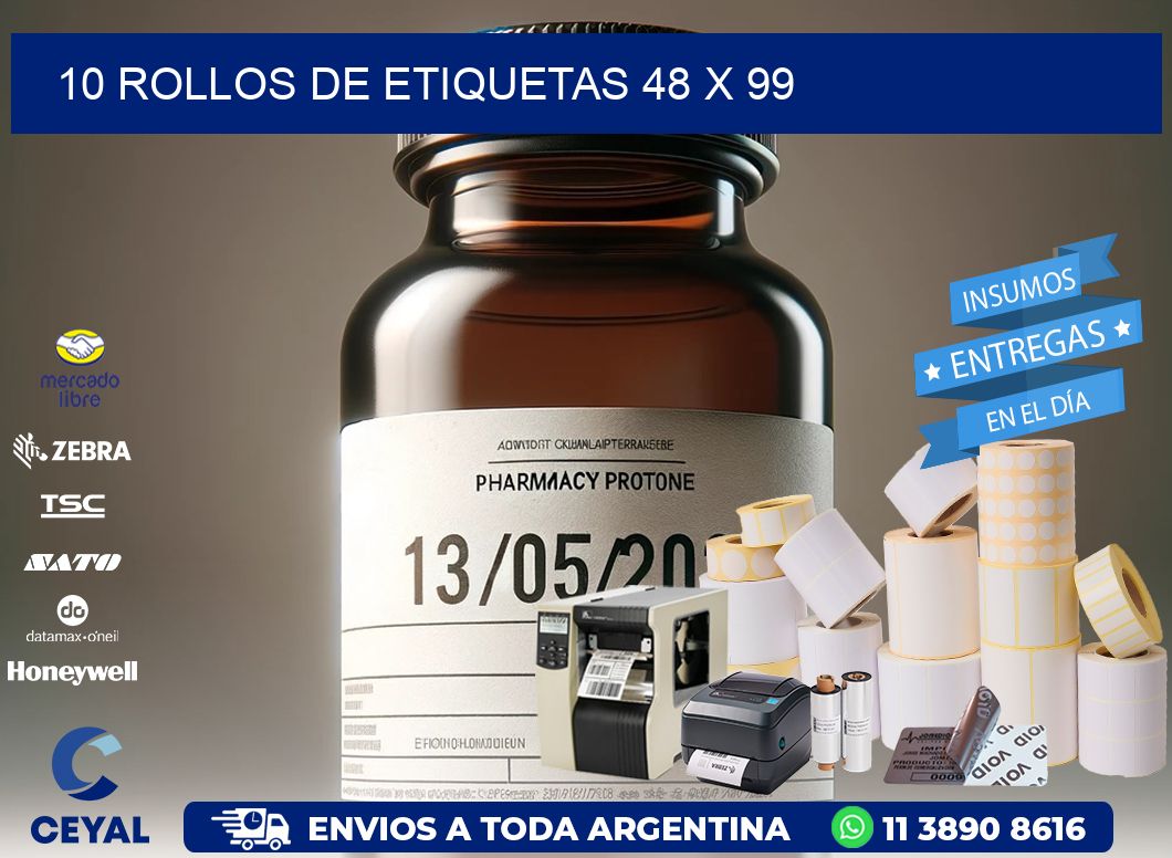 10 ROLLOS DE ETIQUETAS 48 x 99