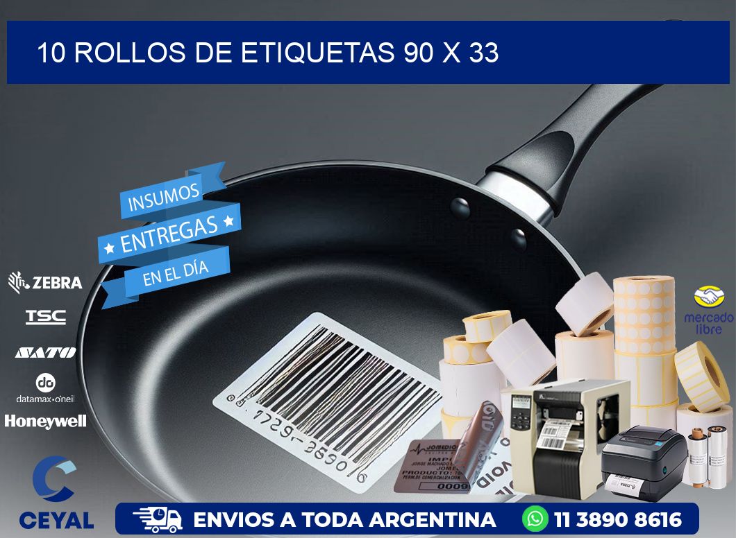 10 ROLLOS DE ETIQUETAS 90 x 33