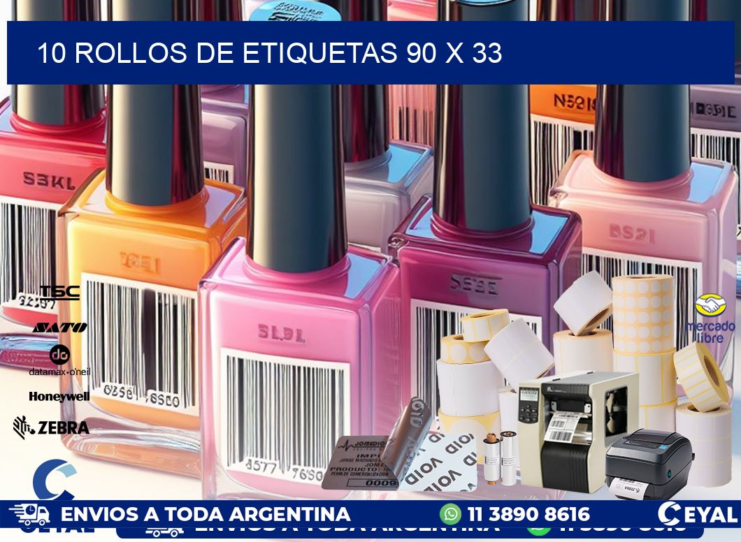 10 ROLLOS DE ETIQUETAS 90 x 33