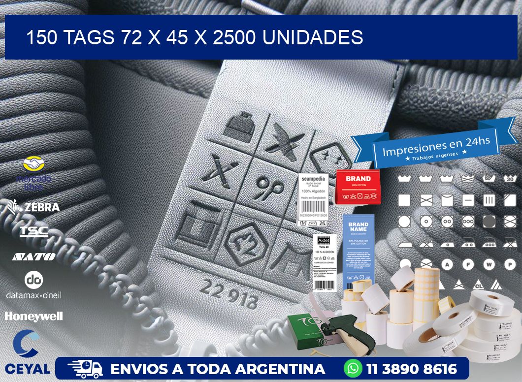 150 TAGS 72 x 45 X 2500 UNIDADES