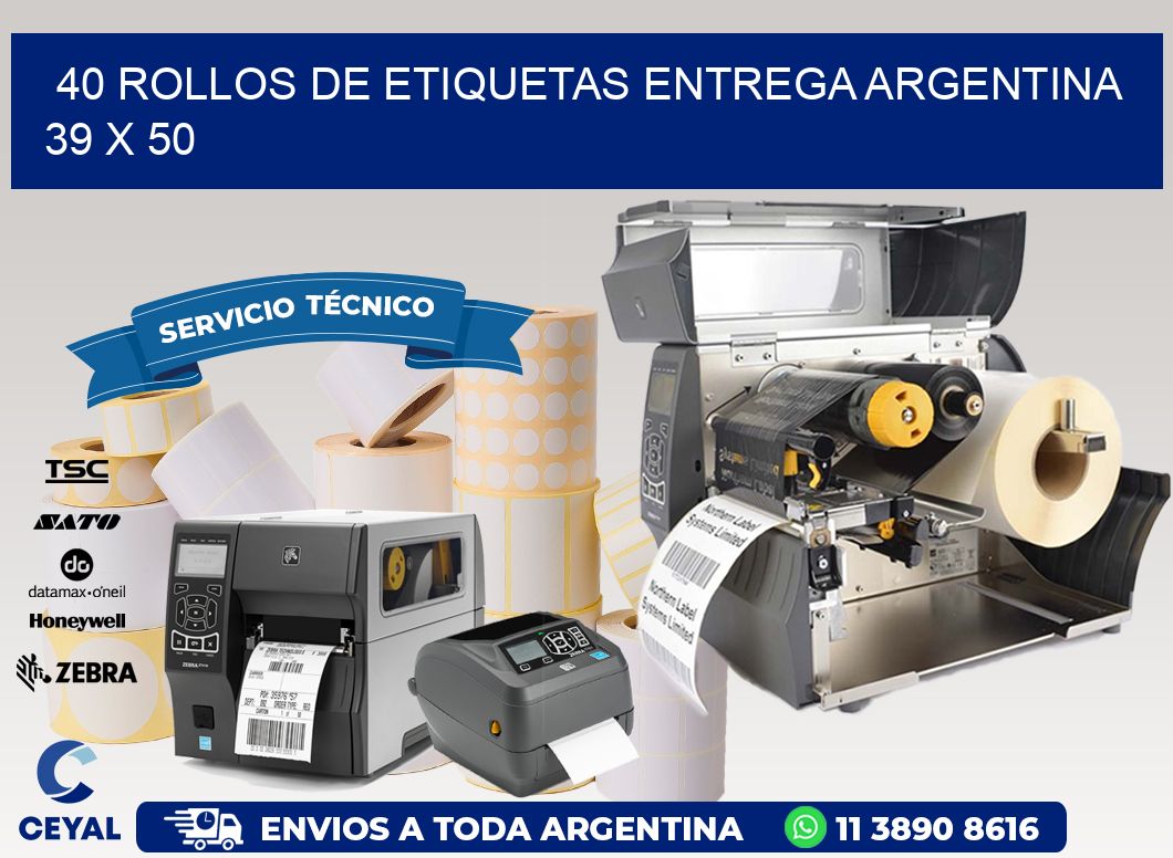 40 ROLLOS DE ETIQUETAS ENTREGA ARGENTINA 39 x 50