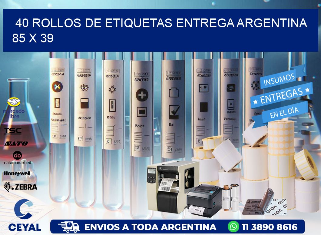 40 ROLLOS DE ETIQUETAS ENTREGA ARGENTINA 85 x 39