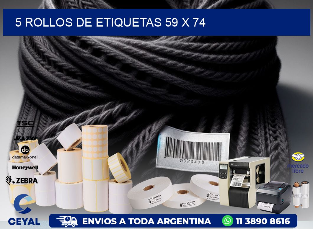 5 ROLLOS DE ETIQUETAS 59 x 74