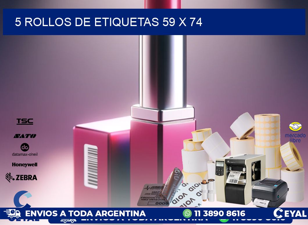 5 ROLLOS DE ETIQUETAS 59 x 74