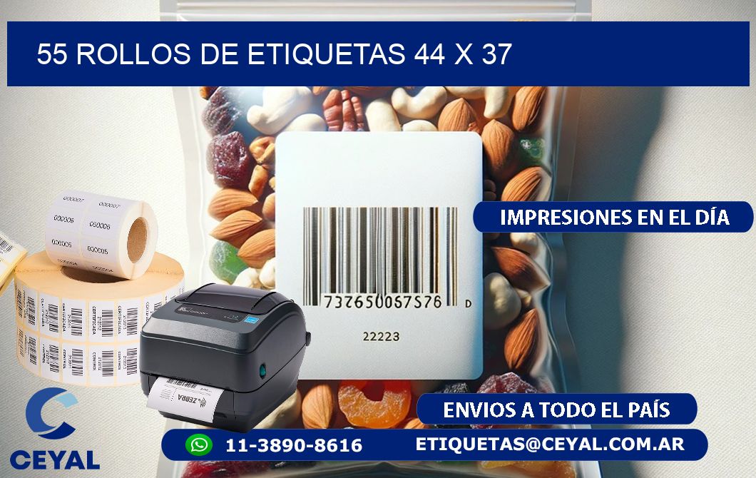 55 ROLLOS DE ETIQUETAS 44 x 37