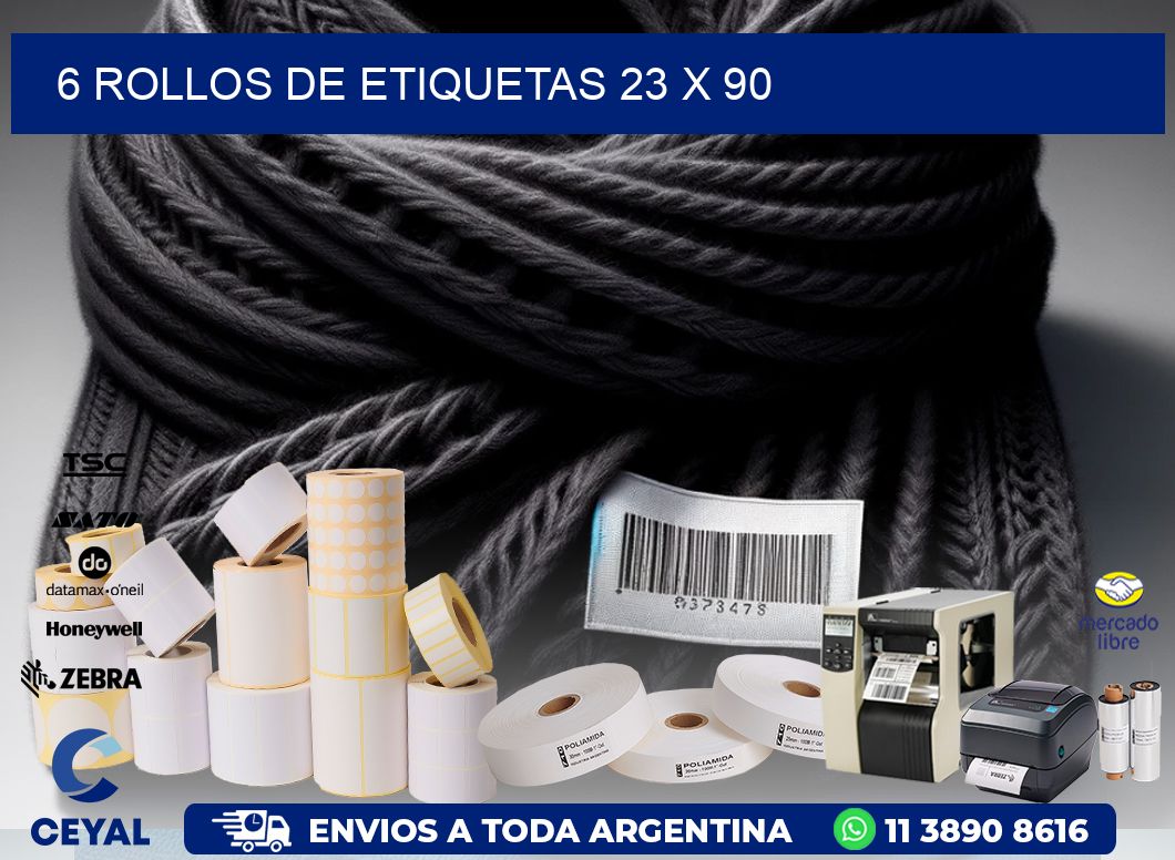 6 ROLLOS DE ETIQUETAS 23 x 90