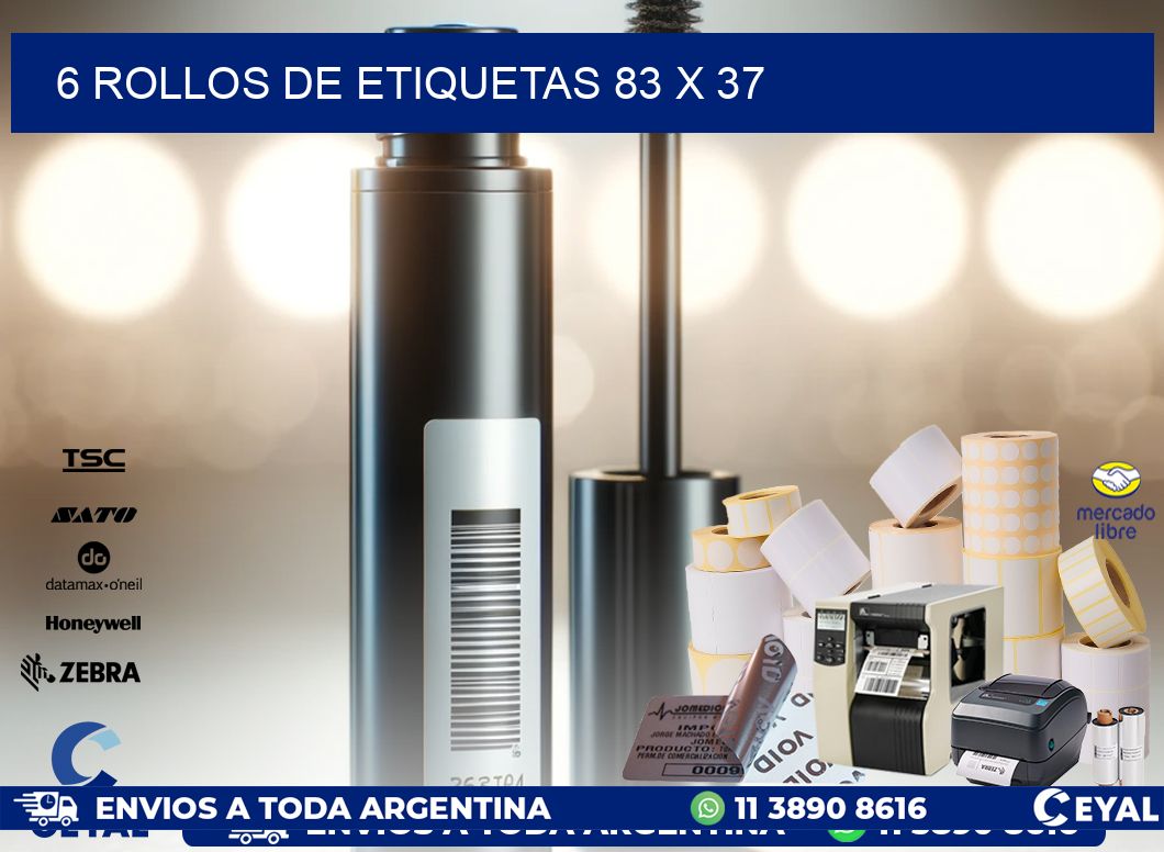 6 ROLLOS DE ETIQUETAS 83 x 37