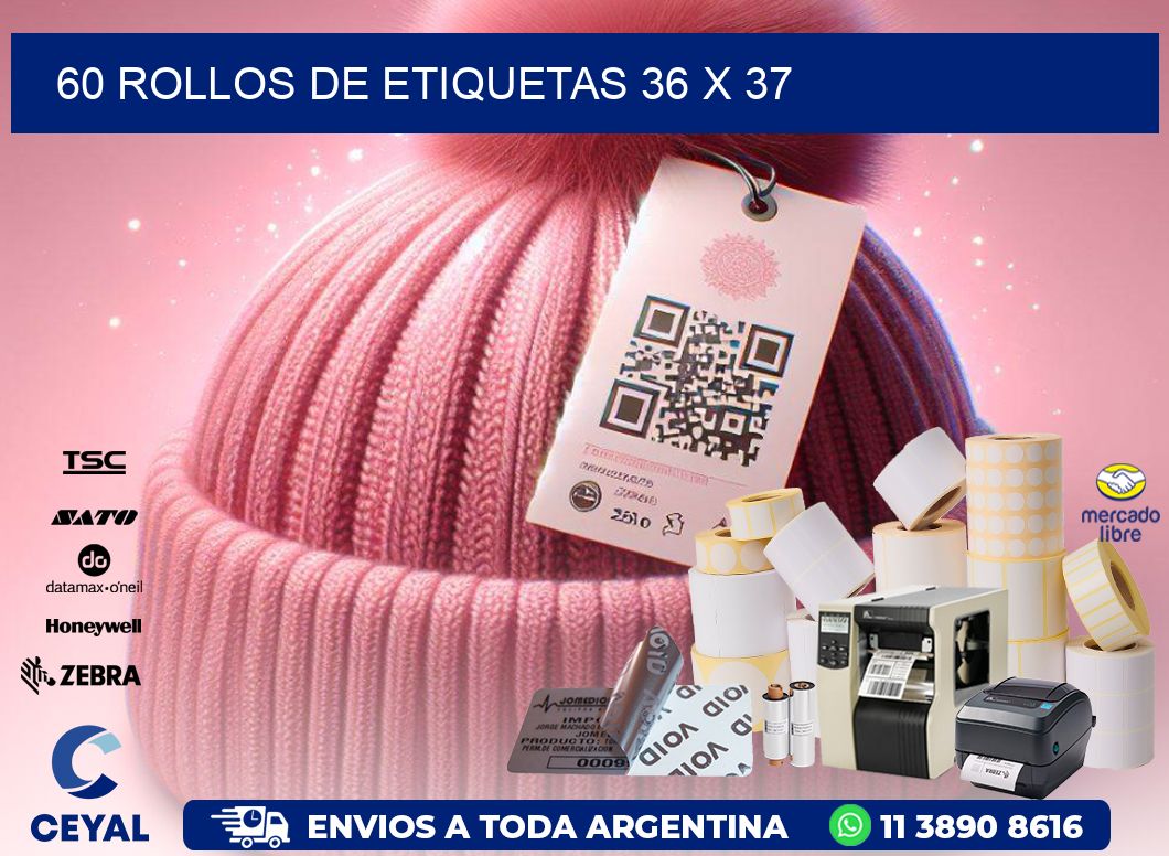 60 ROLLOS DE ETIQUETAS 36 x 37