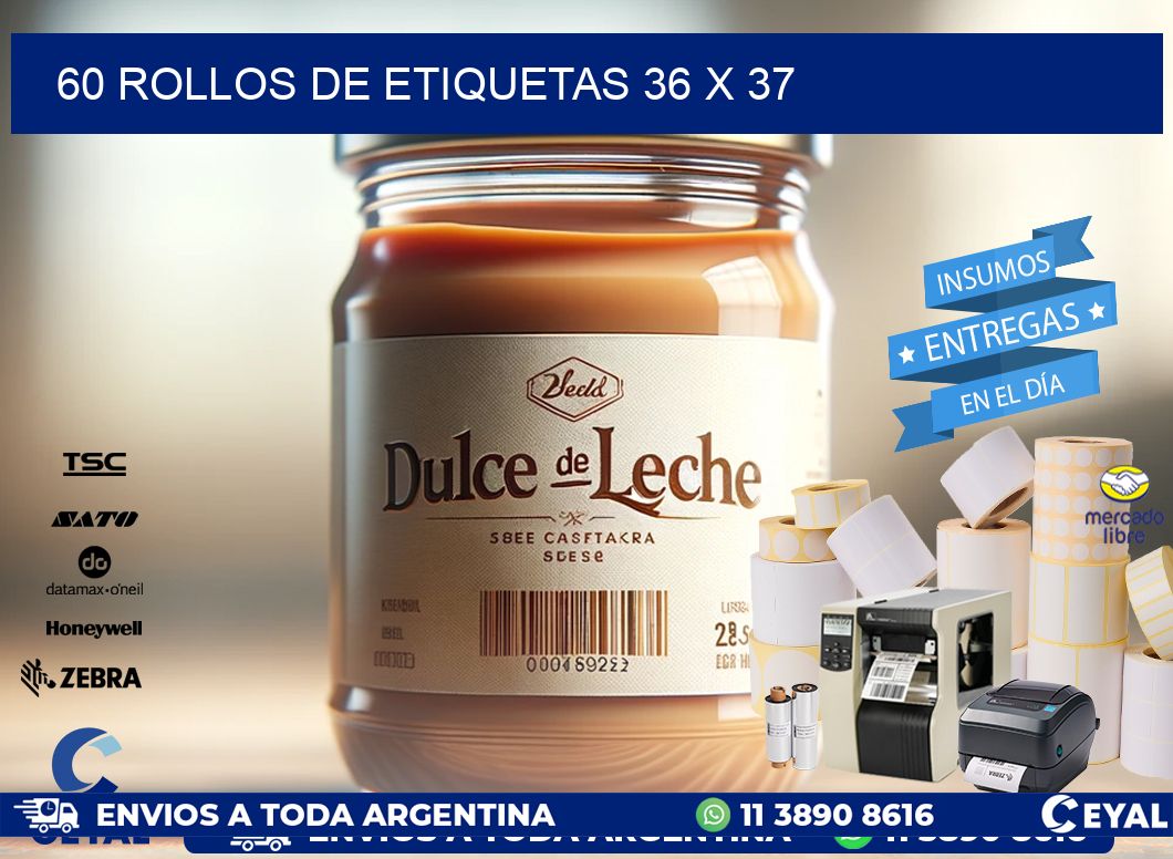 60 ROLLOS DE ETIQUETAS 36 x 37