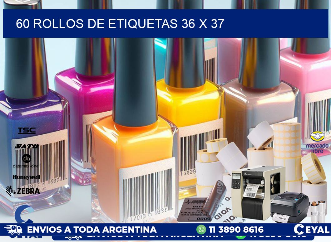 60 ROLLOS DE ETIQUETAS 36 x 37