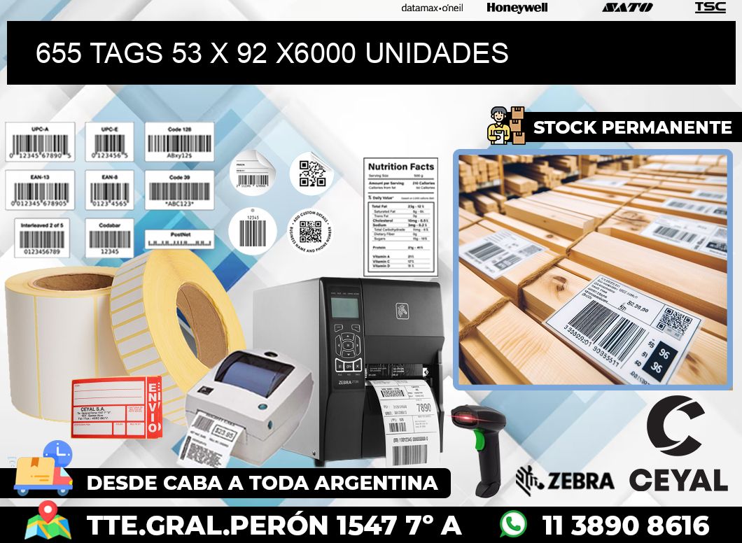 655 TAGS 53 x 92 X6000 UNIDADES