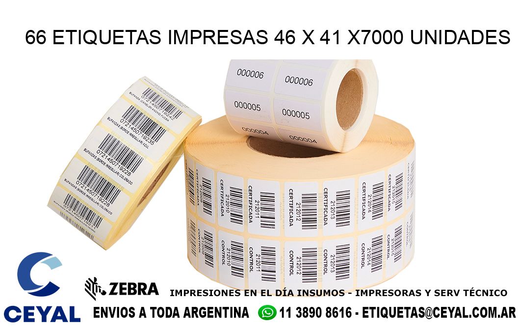 66 ETIQUETAS IMPRESAS 46 x 41 X7000 UNIDADES