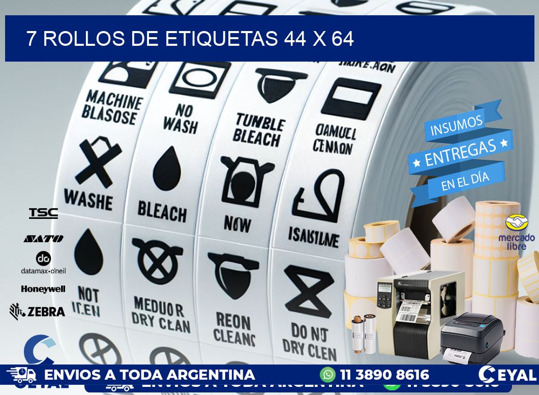 7 ROLLOS DE ETIQUETAS 44 x 64