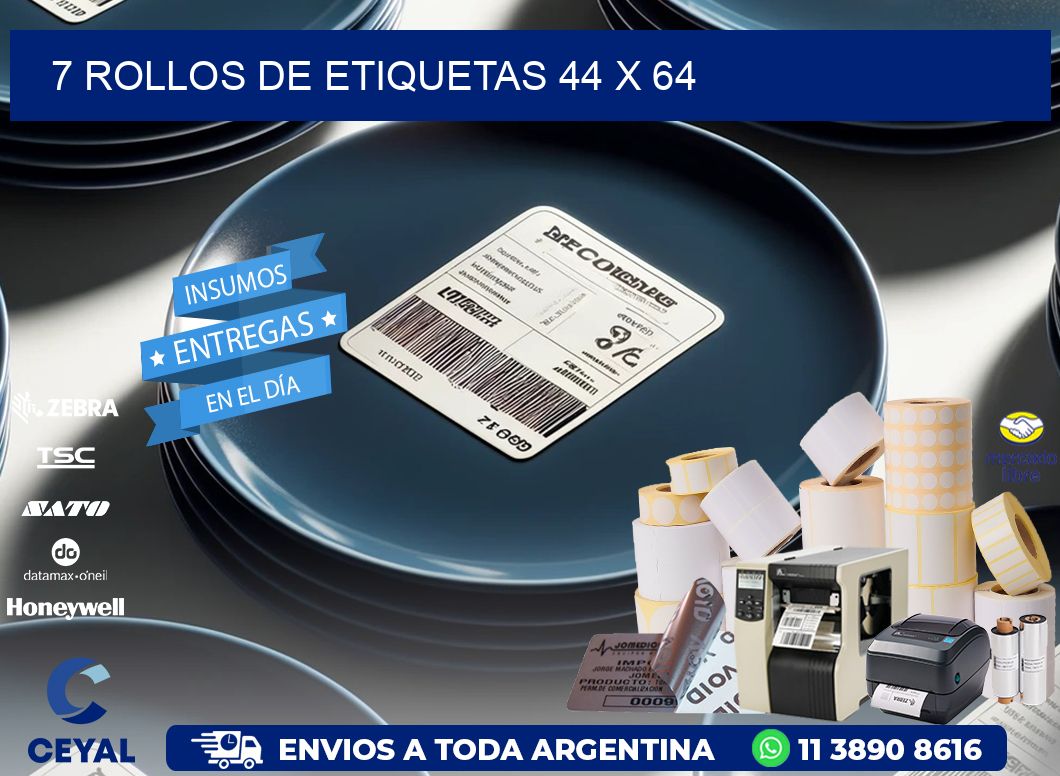 7 ROLLOS DE ETIQUETAS 44 x 64