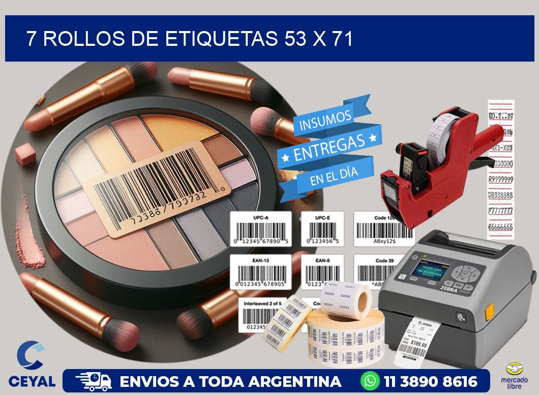7 ROLLOS DE ETIQUETAS 53 x 71
