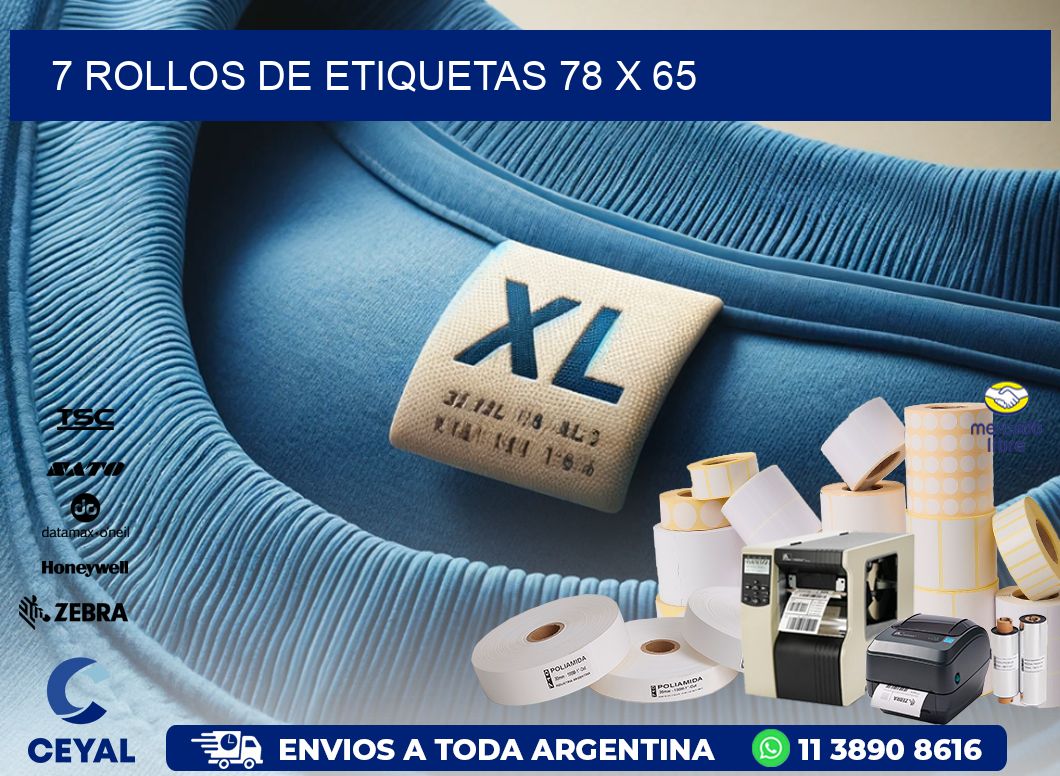 7 ROLLOS DE ETIQUETAS 78 x 65